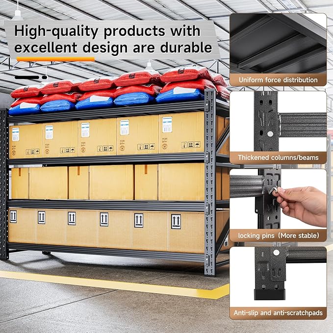 5000LBS Metal Garage Shelving Unit 71" W Storage Shelves Heavy Duty 4 Tier Adjustable Garage Storage Racks Industrial Shelving Utility Rack Shelf for Warehouse/Basement 71" Wx24 Dx70 H
