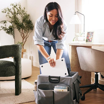Mobile Utility Cart with Storage Organizer Bag, Rolling Cart, Dark Grey/Grey