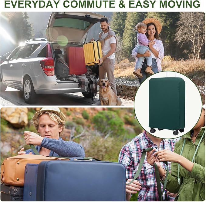 PATIKIL Luggage Cover, Suitcases Covers Elastic Carry on Cover Protector Washable Scratch-Resistant Fits 26-27 Inch Luggage for Travel Business Trips, Dark Green