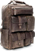 Handmade Leather Backpack for Men and Women, 15.6 Inch Laptop Bag, Genuine Leather Casual Daypack, For College & Office, Travel or Hiking - Retro Hunter Brown
