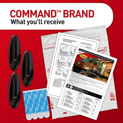 Command Outdoor Large Bronze Hooks, Holds up to 5 lb, 3 Hooks and 4 Command Strips, Damage Free Hanging Wall Hooks for Hanging Christmas Decorations with Weather Resistant Strips