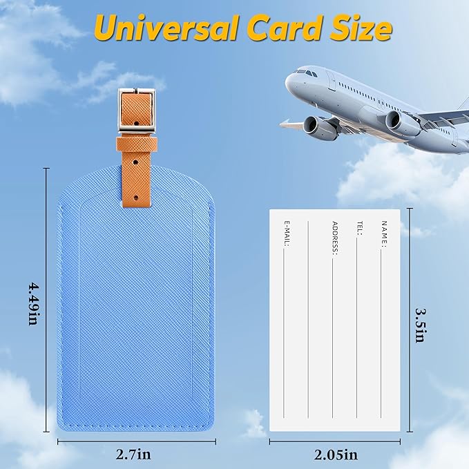 3 Pack Luggage Tags for Suitcases, TSA Approved Bag Tags, Baggage Tags with Privacy Protection, Travel Essentials Luggage Accessories, Blue & Brown