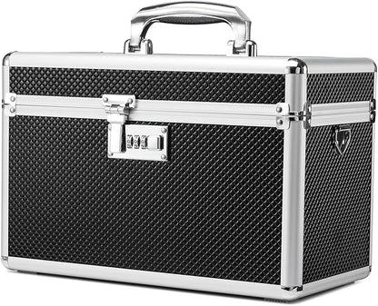 Storage Lock Box with Combination code, Lockable Medicine Storage Case, Empty First Aid Box, Security Lock Box, Multipurpose Lockbox for Home and Outdoor Use (Black, Large)