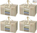 BALEINE 4-Pack Oversized Moving Bags with Reinforced Handles, Heavy-Duty Storage Tote for Clothes, Moving Supplies (Color Stripe with Window, 4-Pack)