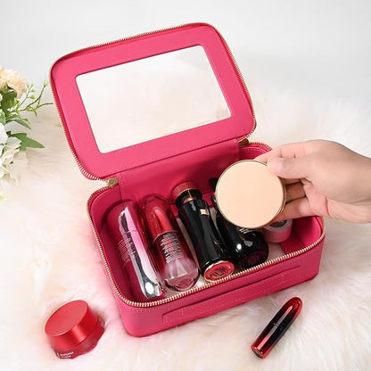 Aveniee Clear Makeup Bag Organizer,Large Travel Toiletry Bag for Women, Waterproof Cosmetic Pouch with Zippers,Car Organizers and Storage Case for Accessories,Hotpink