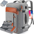 Carry on Travel Backpacks, Extra Large 40L Flight Approved Bag for Men & Women,Expandable Suitcase Backpack With 4 Packing Cubes,Water Resistant Luggage Daypack Business Weekender Bag,Grey