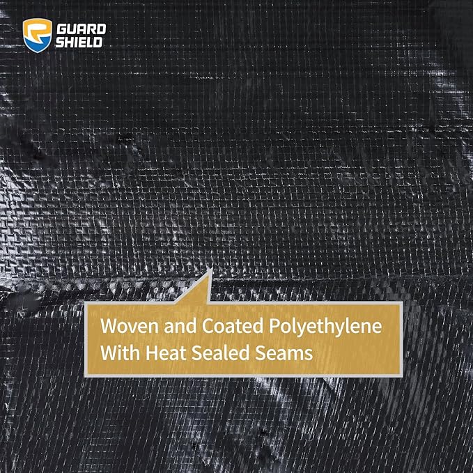 GUARD SHIELD Black Tarp 6x8 Feet Waterproof Tarps Lightweight Camping Tarp Outdoor Multi Purpose Poly Cover 6mil