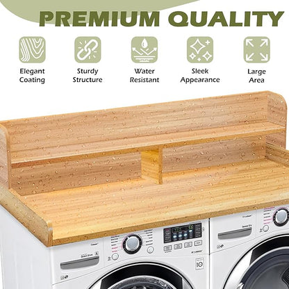 Royxen Laundry Countertop with Storage Universal Fit, Washer and Dryer Countertop with Shelf, Laundry Room Storage, 2-Tier Shelf (Oak)
