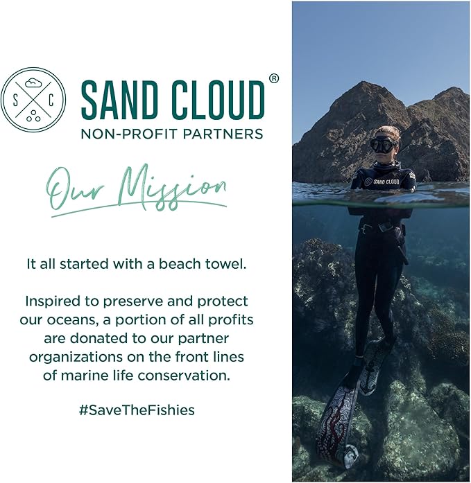Sand Cloud Extra Large Turkish Beach Towel - Sand Free - 100% Organic Turkish Cotton Yarn - Quick Dry Towel for Beach, Picnic, Blanket or Bath - As Seen on Shark Tank - Marine Life (Boho Hawksbills)