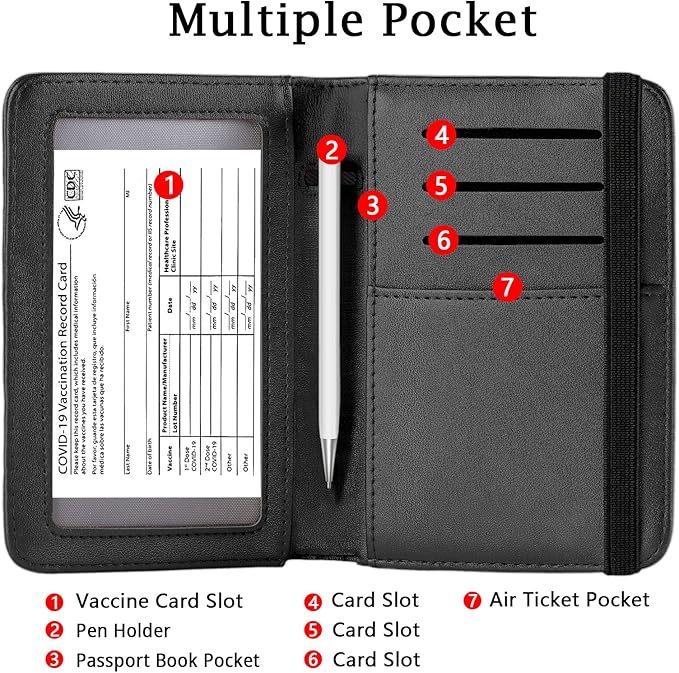 ZOPPEN Passport Holder Wallet, Passport Cover Travel Wallet Women Travel Essentials Accessories Document Organizer Travel Must Haves Rfid Blocking Cover Case for Women and Men, Black