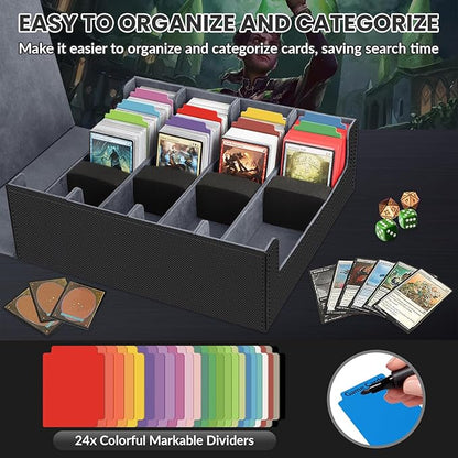 AOBOPLE Trading Card Storage Box,3200+ Card Box Storage with 24 Dividers and 4 Foam Supporters PU Leather Magnetic Cards Deck Case for MTG,TCG, Magic and Sport Cards,Great Gift for Card Collectors