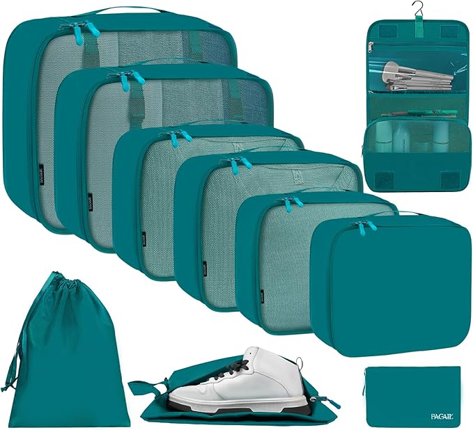 BAGAIL 6 Set/8 Set/10 Set Packing Cubes Various Sizes Packing Organizer for Travel Accessories Luggage Carry On Suitcase