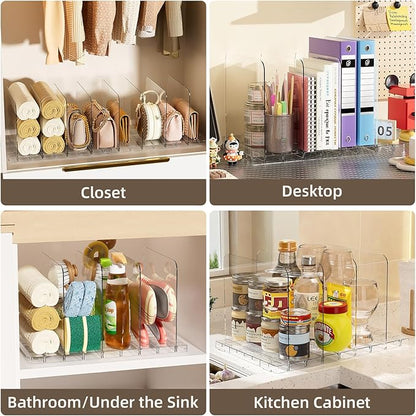 Bag & Purse Organizer for Closet Shelf Stackable Acrylic Shelf Dividers for Closet Organization, Clear Handbag Purse Storage Organizer Divider, Keep Clutch, Wallet, Pocketbook Upright, 4 Pack