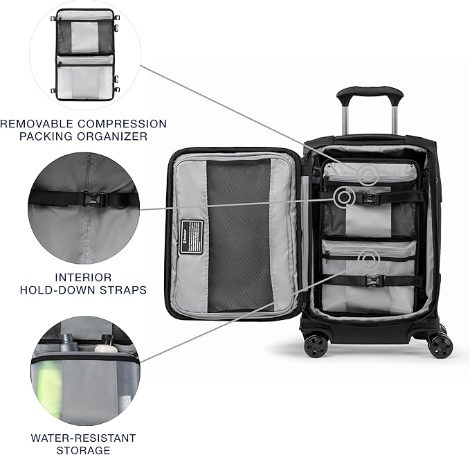Travelpro Crew Classic Lightweight Softside Expandable Carry on Luggage, 8 Wheel Spinner Suitcase, Men and Women, Carry On 21-Inch, Black