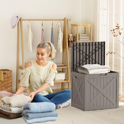 32 Gallon Deck Box,Resin Outdoor Storage Box with Lockable for Patio Furniture, Pool Accessories, Garden Tools, Waterproof Outside Storage Box, Grey