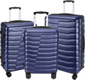 Lightweight Luggage with Spinner Wheels & YKK Zipper, 3-Piece Suitcase ABS+PC Hardside Hard Shell Luggage Sets with TSA Lock for Men, Dark Navy Blue (20+24+28 inch)