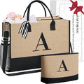 BAGAIL Initial Tote Bag, Personalized Birthday Gifts for Women, Teacher, Friends, Mom, Wedding, Monogrammed Beach Bag