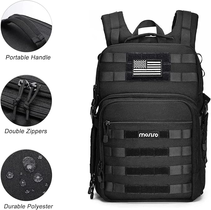 MOSISO Camera Backpack, DSLR/SLR/Mirrorless Tactical Camera Bag Case with Laptop Compartment Compatible with Canon/Nikon/Sony, Black