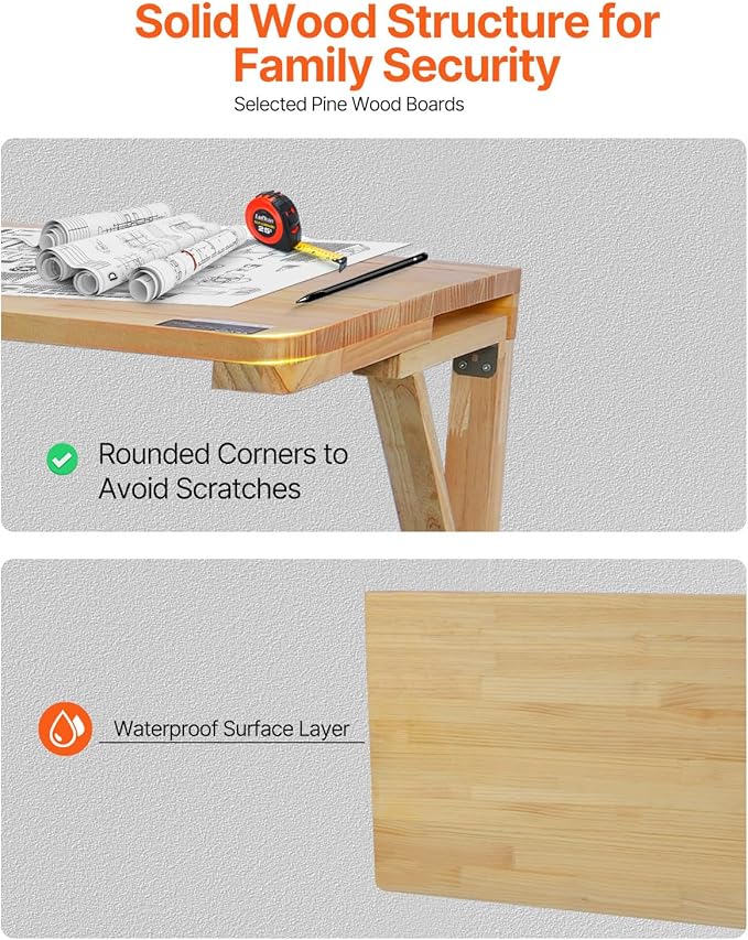 VEVOR Wall-Mounted Folding Table, 31.5 x 23.62 inch, Wooden Drop Leaf Floating Desk with Iron Bracket for Small Spaces, Home Office, Dining, Laundry Room, Kitchen, Bar