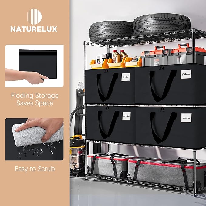 Heavy Duty Moving Bags - Extra Large Packing Bags and Storage Totes, Collapsible and Foldable Option for Moving and Storage, Clear, 125 L - 6 Pack