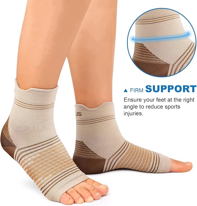 Plantar Fasciitis Sock (6 Pairs) for Men and Women, Compression Foot Sleeves with Arch and Ankle Support (Black, Nude, Navy, Small)