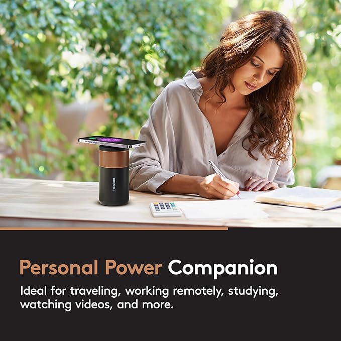Duracell M100 Portable Charging Hub – 92W Charger for Laptops & Tablets, Wireless Charging for Cell Phones & Earbuds – Light & Compact Power Bank Station w/ USB-C & USB-A Ports, Charging Dock