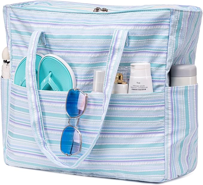 Waterproof Beach Tote Pool Bags for Women Ladies Extra Large Gym Tote Carry On Bag With Wet Compartment for Weekender Travel