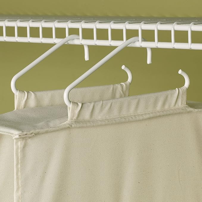 Household Essentials 311342 Hanging Closet Organizer | 3 Pocket Shelves | Natural Canvas