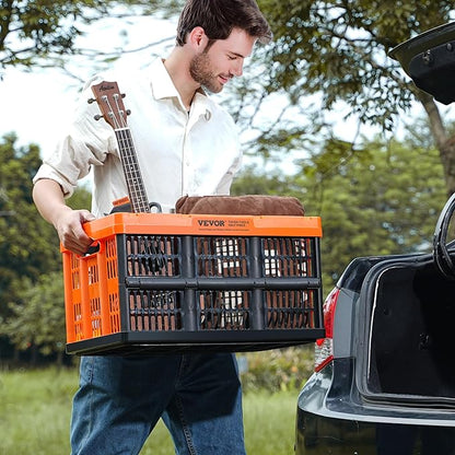 VEVOR 45L Collapsible Milk Crates 3 Packs, Stackable Storage Baskets with Handles, Folding Storage Containers for Organizing Tools, Books, Food, Drinks, Camping & Transport