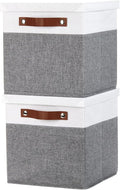 Temary Foldable Fabric Storage Bins with Lids, 2-Pack Storage Bin for Organizing Living Room, Closet Organization, Multi-Purpose Storage Boxes for Clothes (White&Grey, 10.5x10.5x10.5in)