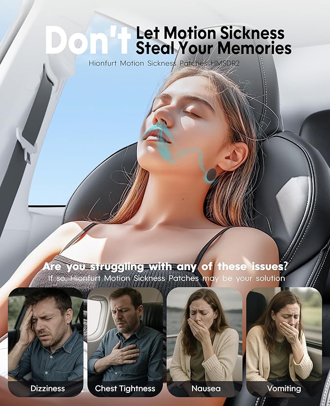 HMSDR2 16ct Motion Sickness Patches with Plant Essence – Lavender – Sea Sickness Patches for Cruise, Car, Airplane – Non-Drowsy, 72H Lasting