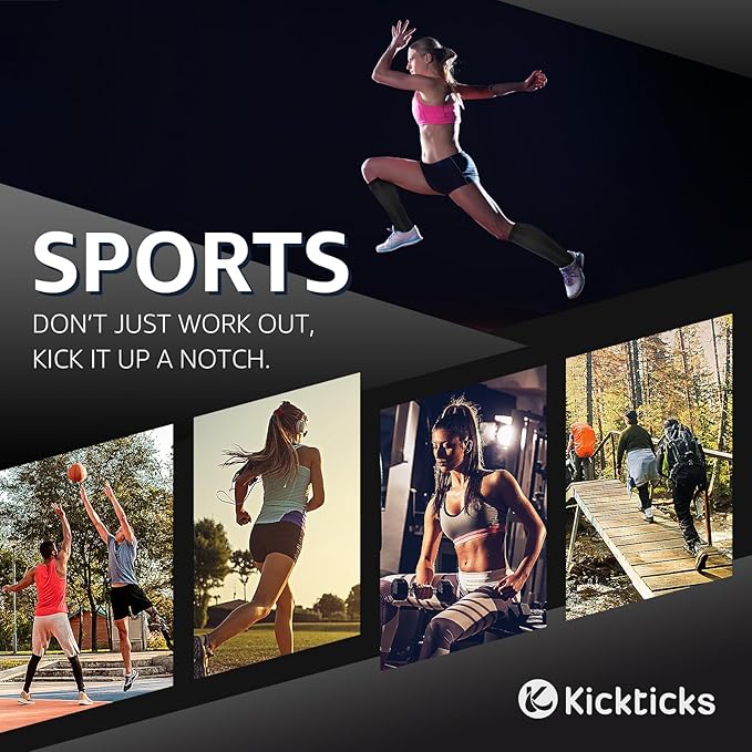 Kickticks 4 Pairs Compression Socks for Woman & Man Unisex 20-30mmHg Knee high Plus Size Wide Calves for Flying Running…
