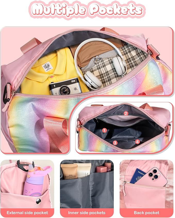 Graduation Gifts for Girls-Girl Gym Bag with Shoe Compartment, Kid Personalized Weekender Overnight Bags, Initial Travel Tote with Makeup Pouch, Gift Ideas for Niece Sister (Letter O)