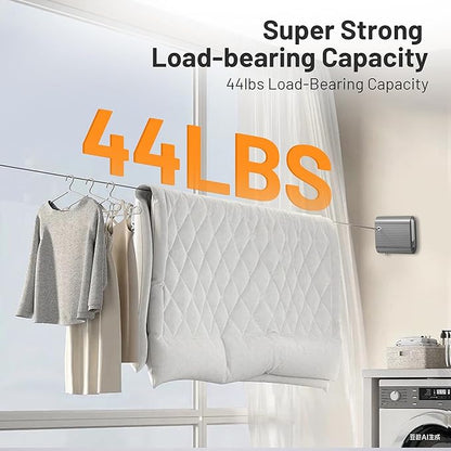 Retractable Clothesline Indoor Outdoor, Non-Sagging Clothes Line Retracting Heavy Duty Clothes Drying Laundry Line Wall Mounted Travel Clothesline Suitable for Balconies, Laundry Rooms, RVs