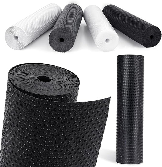 Drawer Liners, Waterproof Shelf Liner, Anti-Slip Non-Adhesive BPA Free Kitchen Cupboard Cabinet Liner Refridge Fridge Mats Sink Protector Strong Durable for Home (Black/15.7in x 20Ft)