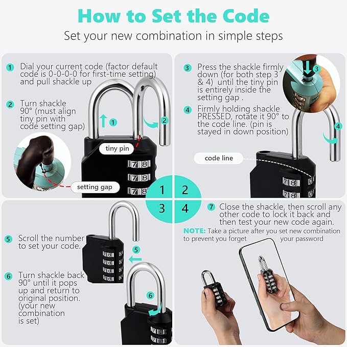 CL11KG Combination Lock, 4 Digit Outdoor Combination Padlock Set Your own Combination for Gym Locker Lock, School, Gates, Doors, Toolbox, Hasps and Storage (Khaki-Green *1)