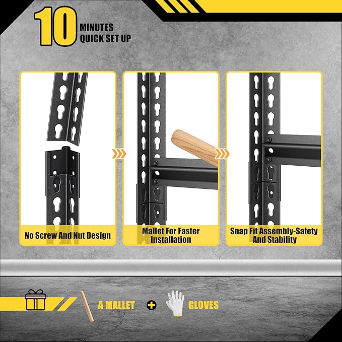 48" W Garage Shelving Heavy Duty，3000LBS Loads Metal Shelving Units and Storage,5-Tier Garage Storage Shelves Heavy Duty, Industrial Utility Shelves,48”W x 24”D x 78”H(Black)