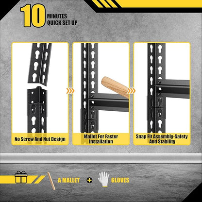 48" W Garage Shelving Heavy Duty，3000LBS Loads Metal Shelving Units and Storage,5-Tier Garage Storage Shelves Heavy Duty, Industrial Utility Shelves,48”W x 24”D x 78”H(Black)