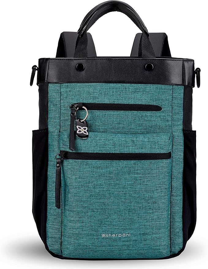 Sherpani Soleil, Anti Theft Convertible Backpack, 3 in 1 Tote Bag, Crossbody Bag, Cross Body Purse, 18L Travel Backpack, Travel Gifts for Women, RFID Protection, Fits 13” Laptop (Teal Lite)