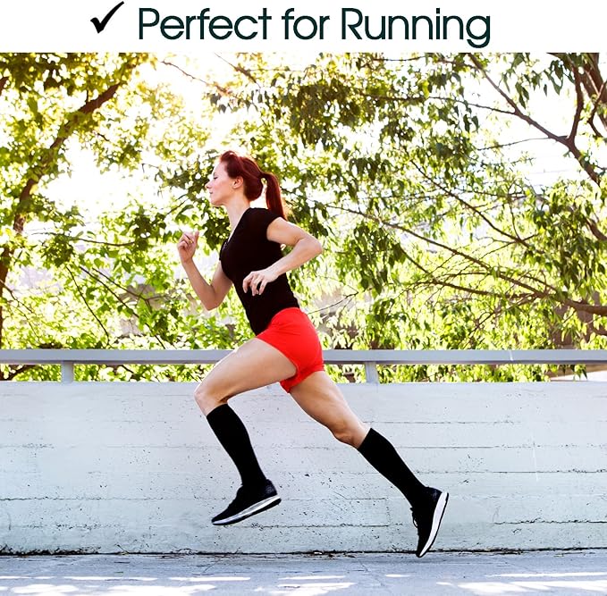 Cotton Compression Socks for Women & Men. 15-20 mmHg Support Knee-High Navy Blue M/L