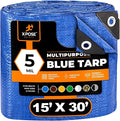 Better Blue Poly Tarp 15' x 30' - Multipurpose Protective Cover - Lightweight, Durable, Waterproof, Weather Proof - 5 Mil Thick Polyethylene - by Xpose Safety