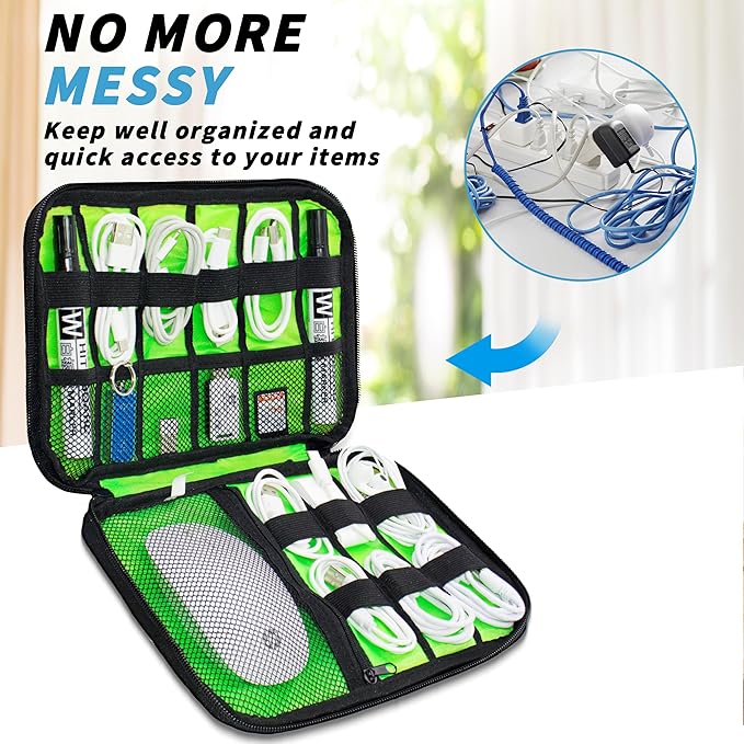 Electronics Organizer, Portable Cable Organizer Bags, Travel Electronic Accessories Storage Case for Cables, Cords, Charger, Phone (Purple)
