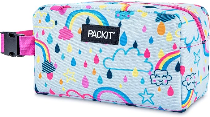 PackIt Freezable Snack Box, Rainbow Sky, Built with ECOFREEZE Technology, Collapsible, Reusable, Zip Closure with Buckle Handle, Great for All Ages and Fresh Snacks on the go