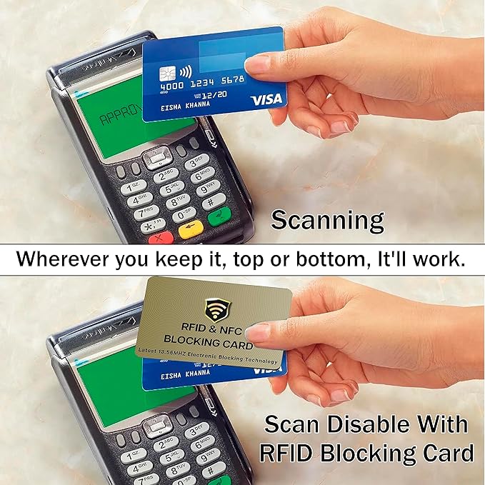 SaiTech IT RFID Protected Cards, 3 Pack One Card Protects Entire Wallet Purse For Men & Women, NFC Contactless Bank Debit Credit Card Protector ID ATM Guard Card – Golden