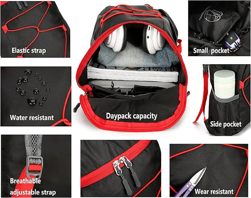 16L Hiking Daypack Lightweight Foldable Travel Backpack Water Repellent Camping Outdoor Packable Easy Carry-on Bag(Dark Blue)