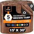 Multipurpose Protective Cover Brown Poly Tarp 15' x 30' - Durable, Water Resistant, Weather Resistant - 5 Mil Thick Polyethylene - by Xpose Safety