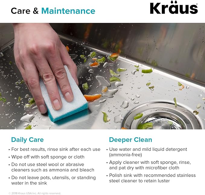 Kraus Kitchen Sinks Undermount - 33 Inch Stainless Steel Kitchen Sink, 60/40 Double Bowl, 16 Gauge, Model KHU103-33