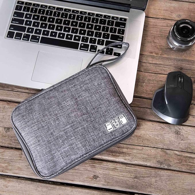SELLYFELLY Travel Electronics Organizer Portable Cable Organizer Bag for Storage Electronic Accessories Case for Cord,Phone,Charger,Flash Drive (Gray)