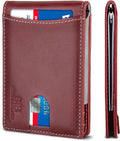 SERMAN BRANDS RFID Blocking Slim Bifold Genuine Leather Minimalist Front Pocket Wallets for Men with Money Clip Thin Mens