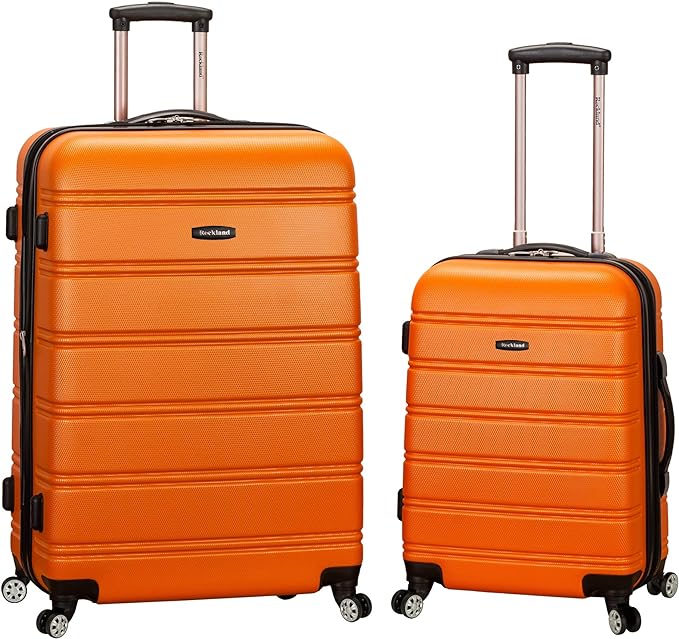 Rockland Melbourne Hardside Expandable Luggage with Spinner Wheels, Orange, 2 Piece (20/28)